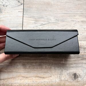 John Varvatos USA Eyeglass Case Black Hard Shell Designer Storage Magnet Close